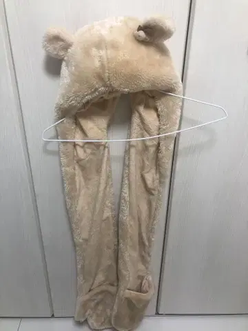 디즈니 푸우 퍼 모자(머플러, 장갑 겸용)