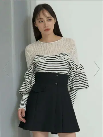 snidel 플리츠 스카숏 팬츠 블랙 사이즈 0