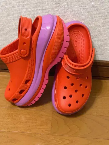 Crocs 오렌지 핑크 클로그 샌들 약 22cm ~ 23.5cm