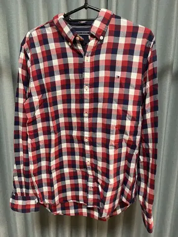 TOMMY HILFIGER 체크 무늬 긴팔 셔츠 M