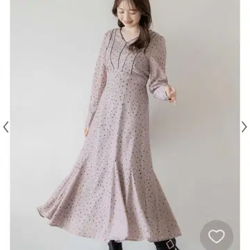 Noela 하트 무늬 롱 원피스 브라운 긴팔 M 사이즈 가을