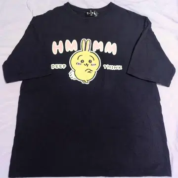 치이카와 토끼 토킹 헤즈 빅 티셔츠 네이비