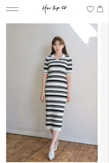 Herlipto Stripe Rib Polo Dress