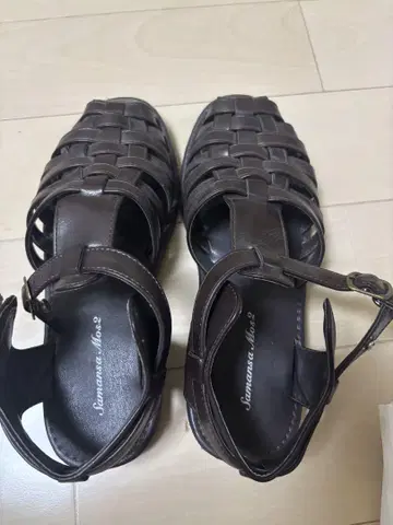 다크 브라운 뜨개질 스트랩 샌들 SM2