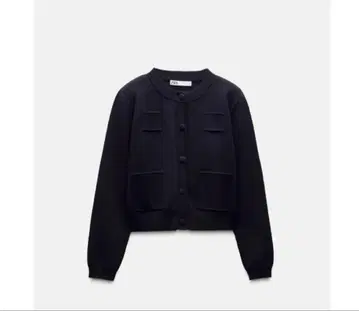 ZARA 플레인 니트 자켓 패디드 숄더 블랙 가디건