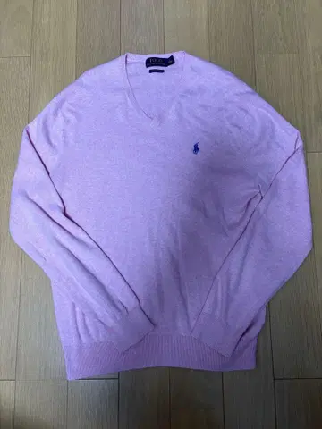 랄프 로렌 피마 코튼 스웨터 핑크 V넥