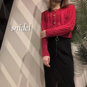 snidel 골드 버튼 케이블 니트 크롭 가디건