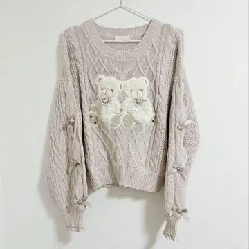 LIZLISA twin bear 니트탑 핑크