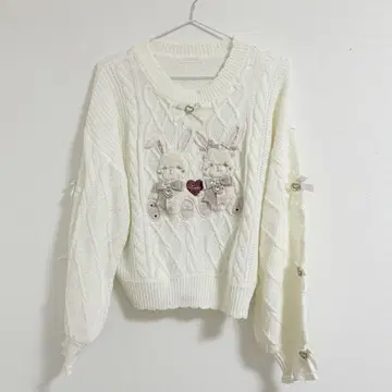 LIZLISA Twin Bunnies 니트탑 화이트