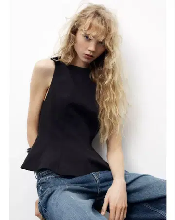 ZARA 리본 페플럼 상의