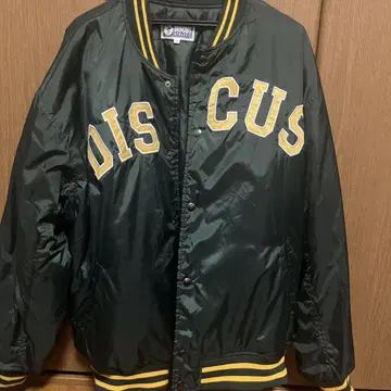 DISCUS 다크 그린 바시티 자켓