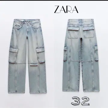 ZARA TRF 카고 미드 라이즈 데님 팬츠