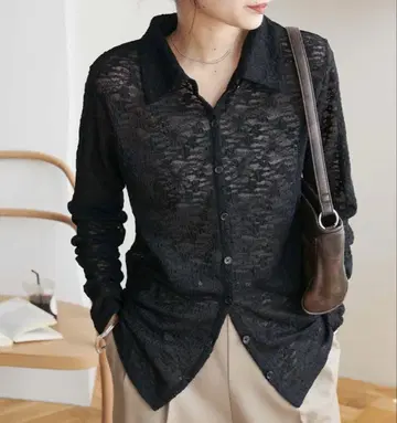 디스코트 레이스 셔츠 블랙