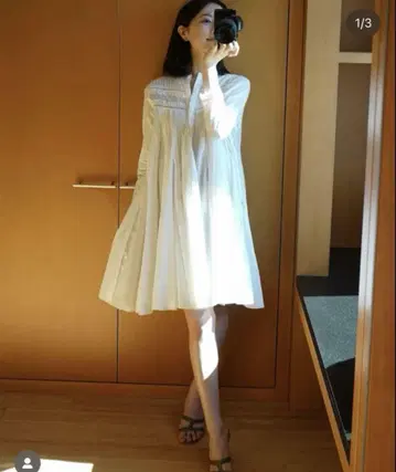 새상품 laubeblanc Pin-tuck Lace Mini Dress