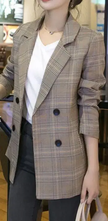 글렌체크 자켓 여성용 가을 테일러드 자켓