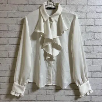 ZARA 자라 새틴 프릴 블라우스 L 입학식 졸업식