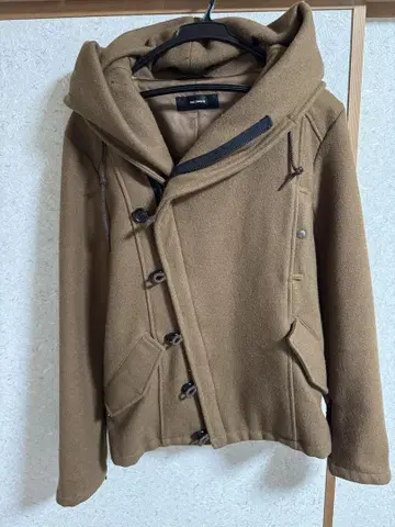 브라운 후드 부착 더플 코트