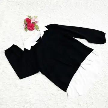 axes femme 엑시즈팜 (M) 긴팔 블라우스 바이컬러 화이트 블랙