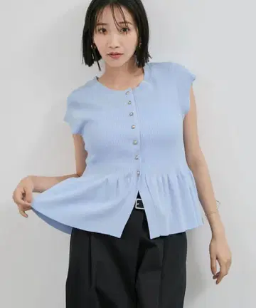 VIS 비스마트 숏 슬리브 페플럼 니트
