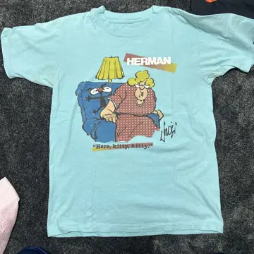 캐릭터 T셔츠 스카이블루 90s