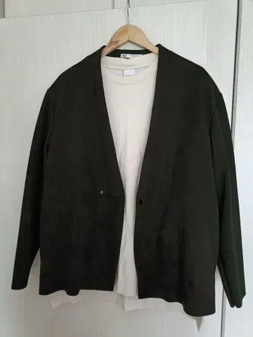 [ 새상품급 ] ZARA/노카라 스웨이드 자켓 & 릴랙스 T셔츠 세트