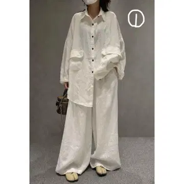 린넨 셔츠와 팬츠 셋업 아마 의류