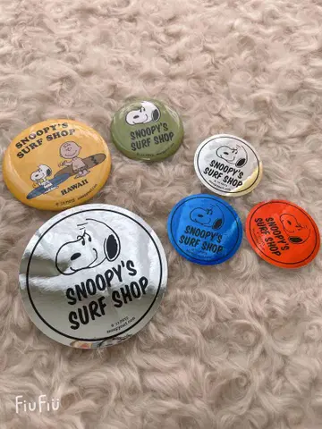 스누피 서프샵 한정판 스티커 캔뱃지 세트
