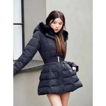 Darich 레이디 미디 다운 코트 블랙 S 사이즈