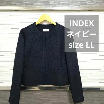 INDEX 트위드 노카라 자켓 네이비 사이즈 LL
