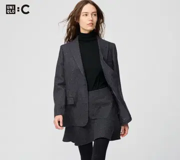 UNIQLO:C 트위드 테일러드 자켓 플레어 스코트