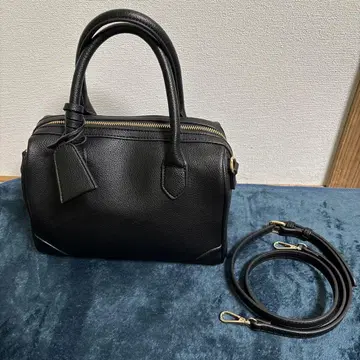 LOWRYSFARM 블랙 가죽 핸드백 숄더 스트랩 포함