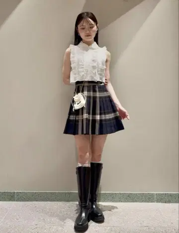 SNIDEL 플리츠 스카쇼팬 NVY