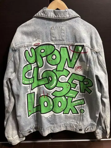 ZARA 데님 자켓 L 사이즈 백 프린트 디자인 L 사이즈