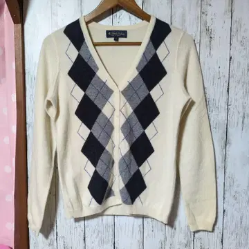 Brooks Brothers 캐시미어 아가일 무늬 가디건 S