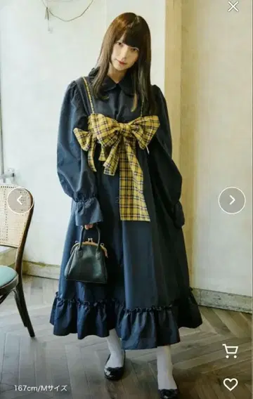 kutir 체크 리본 뷔스티에 세트 프릴 옷깃 원피스 (뷔스티에 미포함)