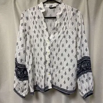 ZARA 자라 블라우스 프린트 패턴 셔츠 네이비 S 사이즈