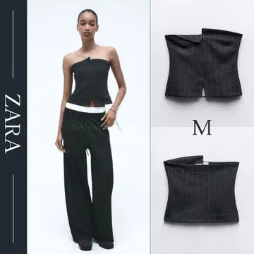 ZARA 자라 스트랩 스트라이프 탑 M