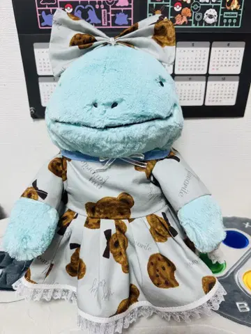 곰 패턴 스카이블루 원피스 누오용