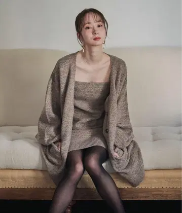 [ mideal ] 글리터 멜란지 니트 앙상블