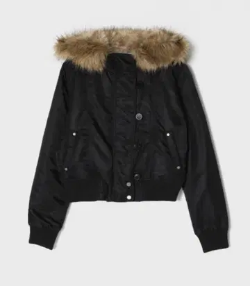 퍼 달린 블랙 크롭 다운 자켓 BLACKUP 한국