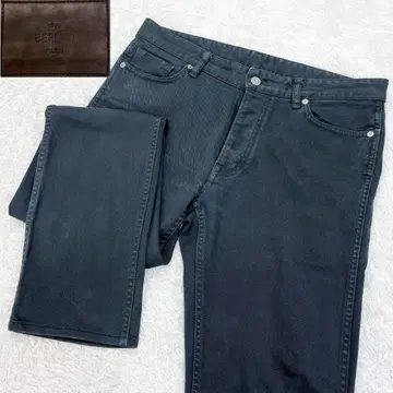 새상품급! BERLUTI 벨루티 블랙 데님 로고 각인 실버 버튼 48