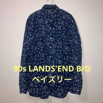 90s Lands' End 페이즐리 무늬 B/D 셔츠