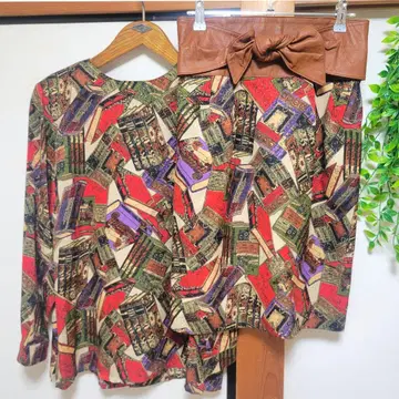 쇼와 레트로 빈티지 셋업 패턴 셔츠 80년대 90년대 구제 의류