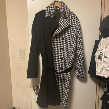 CIVARIZE/바이컬러 멜톤 울 트렌치코트/블랙