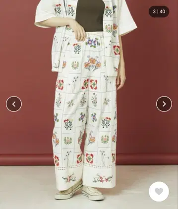 freada 패치워크 꽃 자수 팬츠
