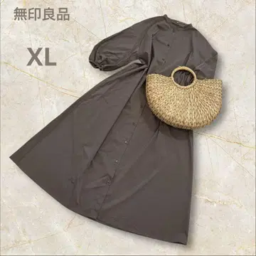 무인양품 원피스 7부 소매 셔츠 원피스 차콜 그레이 XL 2WAY