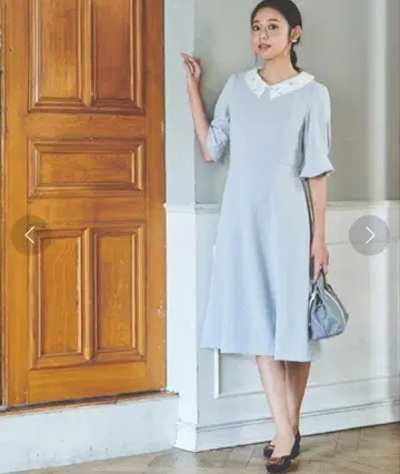 새상품 레스 빠세 컷워크 카라 부착 원피스 38
