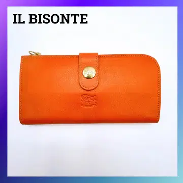새상품 IL BISONTE 일비종떼 소가죽 장지갑 오렌지 가죽