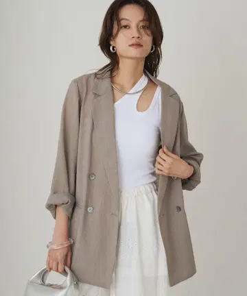 라운지 드레스 테일러드 자켓 린넨 라이크 시어 자켓 여성용