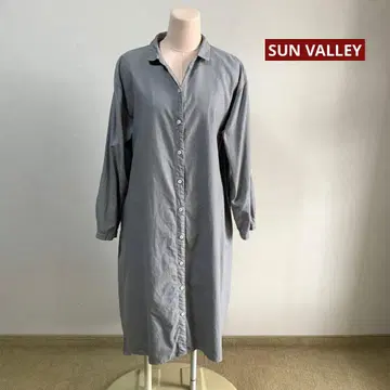 SUN VALLEY 프론트 오픈 긴팔 코튼 셔츠 원피스